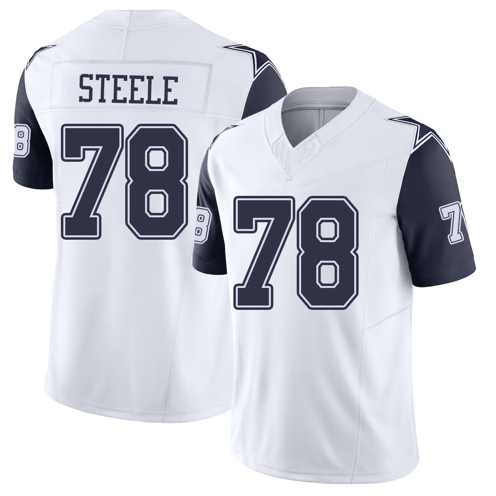Dallas #78 Steele Player Football V Neck Short Sleeve Jersey White Terence For Men Youth Women Gift