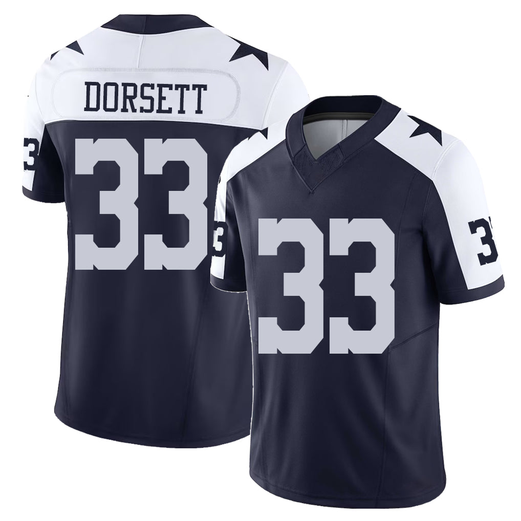 Dallas #33 Dorsett Player Football V Neck Short Sleeve Jersey Navy Tony For Men Youth Women Gift