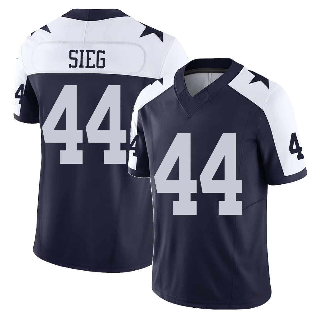 Dallas #44 Sieg Player Football V Neck Short Sleeve Jersey Navy Trent For Men Youth Women Gift