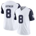 Dallas #8 Aikman Player Football V Neck Short Sleeve Jersey White Troy For Men Youth Women Gift