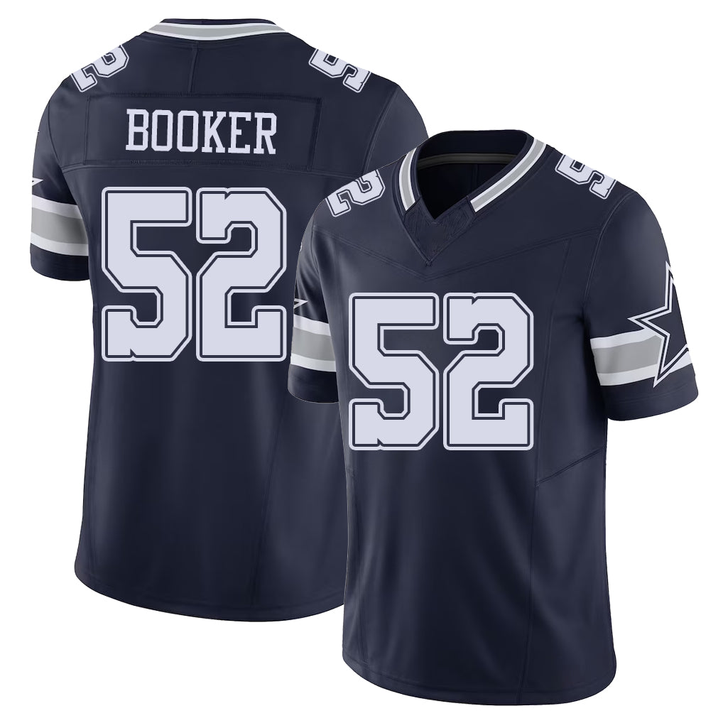 Dallas #52 Booker Player Football V Neck Short Sleeve Navy Jersey Tyler For Men Youth Women Gift