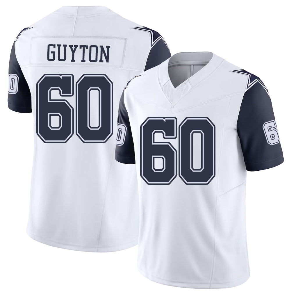 Dallas #60 Guyton Player Football V Neck Short Sleeve Jersey White Tyler For Men Youth Women Gift