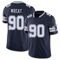 Dallas #90 Wheat Player Football V Neck Short Sleeve Navy Jersey Tyrus For Men Youth Women Gift
