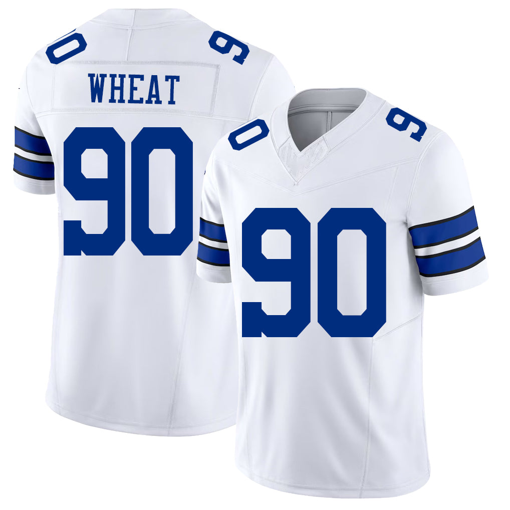Dallas #90 Wheat Player Football V Neck Short Sleeve White Jersey Tyrus For Men Youth Women Gift