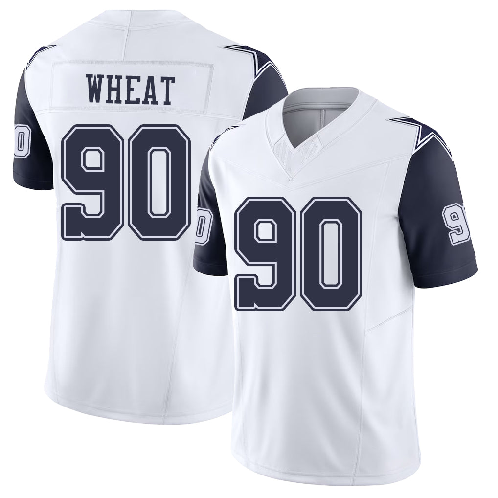 Dallas #90 Wheat Player Football V Neck Short Sleeve Jersey White Tyrus For Men Youth Women Gift