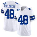 Dallas #48 Childress Player Football V Neck Short Sleeve White Jersey Zion For Men Youth Women Gift