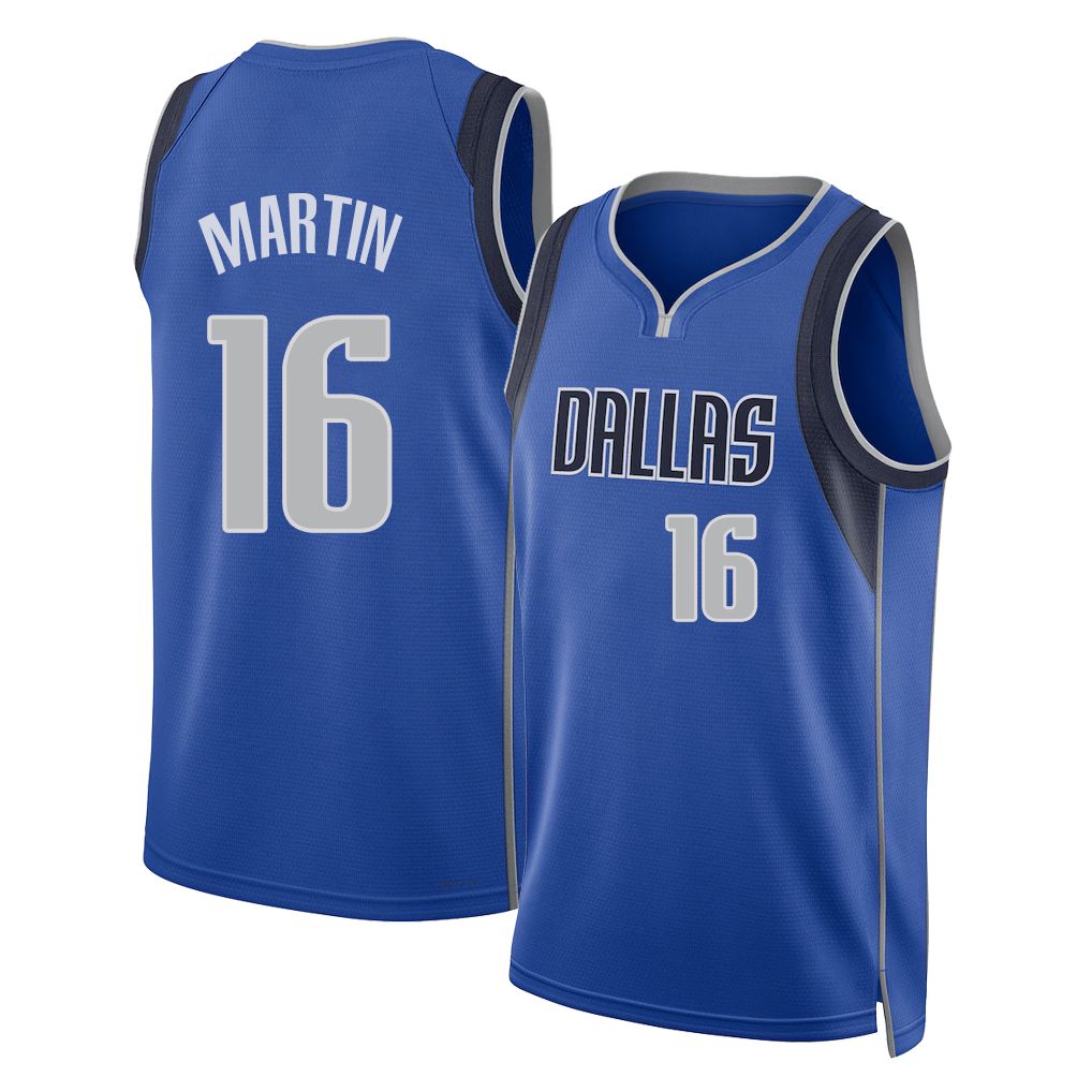 Dallas #16 Martin Player Basketball Sleeveless Blue Jersey Caleb For Adult Youth