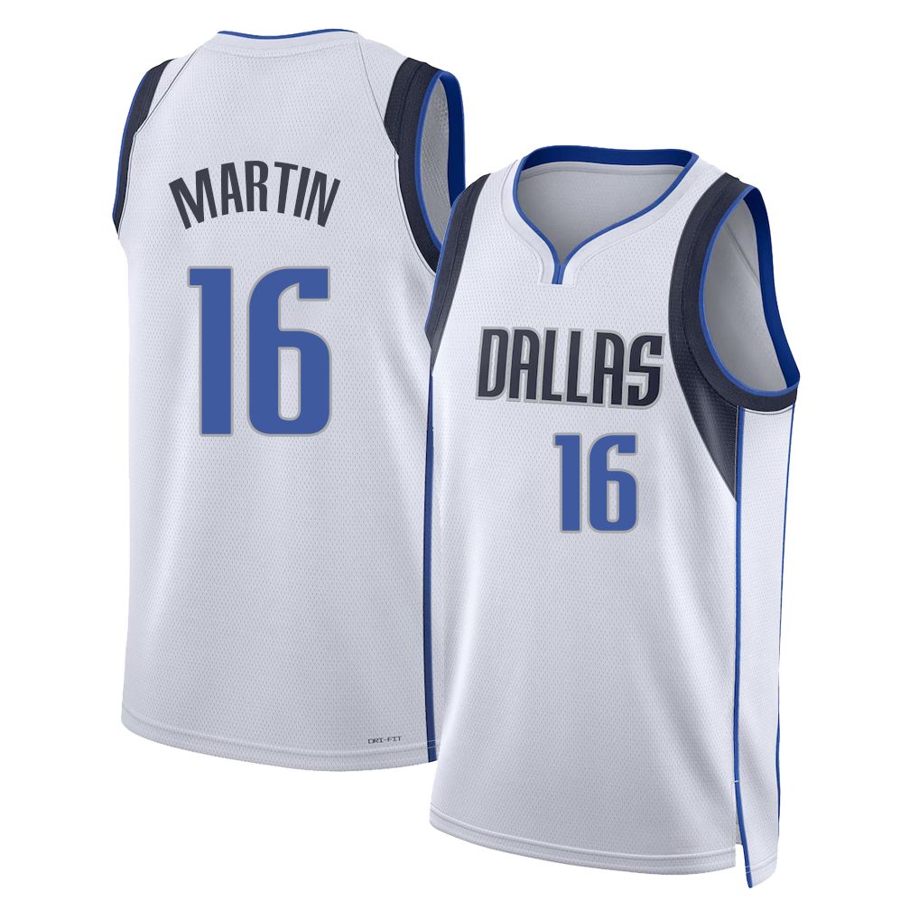 Dallas #16 Martin Player Basketball Sleeveless White Jersey Caleb For Adult Youth