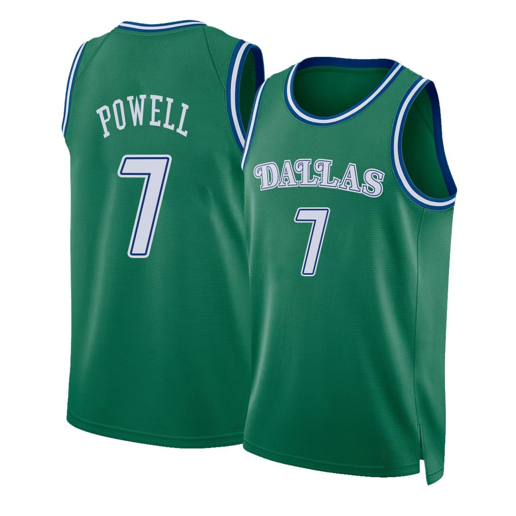 Dallas #7 Powell Player Basketball Sleeveless Green Jersey Dwight For Adult Youth