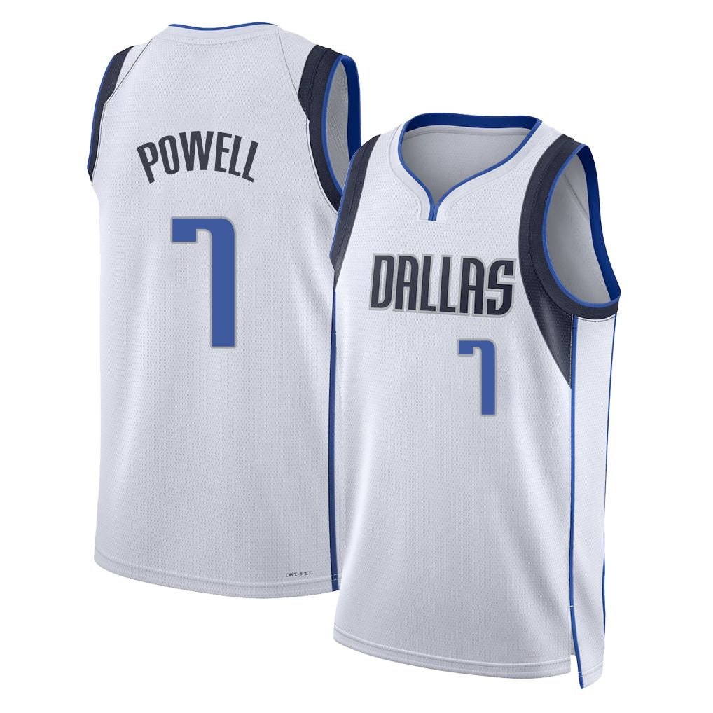 Dallas #7 Powell Player Basketball Sleeveless White Jersey Dwight For Adult Youth
