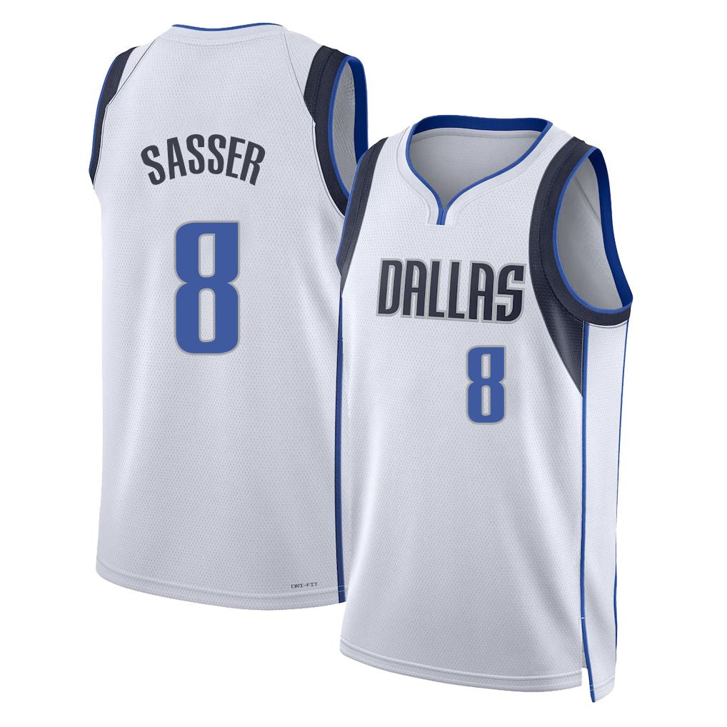 Dallas #8 Sasser Player Basketball Sleeveless White Jersey Marcus For Adult Youth