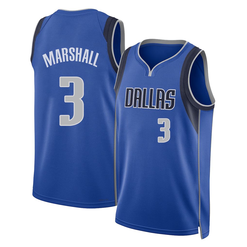 Dallas #3 Marshall Player Basketball Sleeveless Blue Jersey Naji For Adult Youth