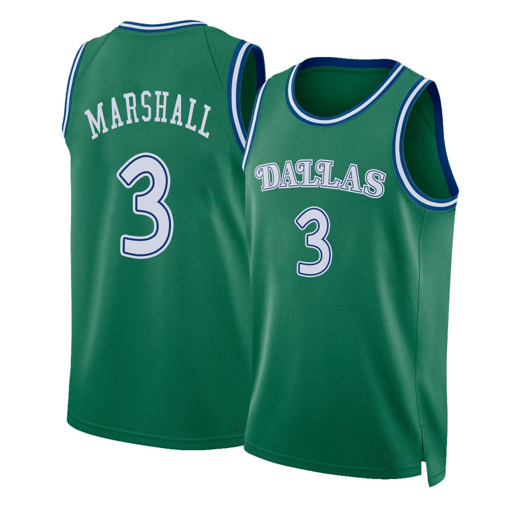Dallas #3 Marshall Player Basketball Sleeveless Green Jersey Naji For Adult Youth