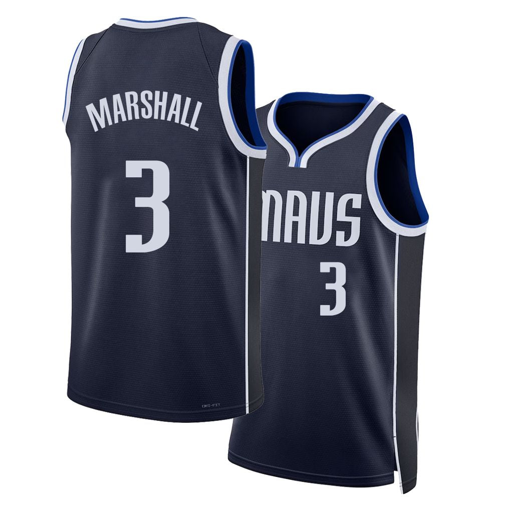 Dallas #3 Marshall Player Basketball Sleeveless Navy Jersey Naji For Adult Youth