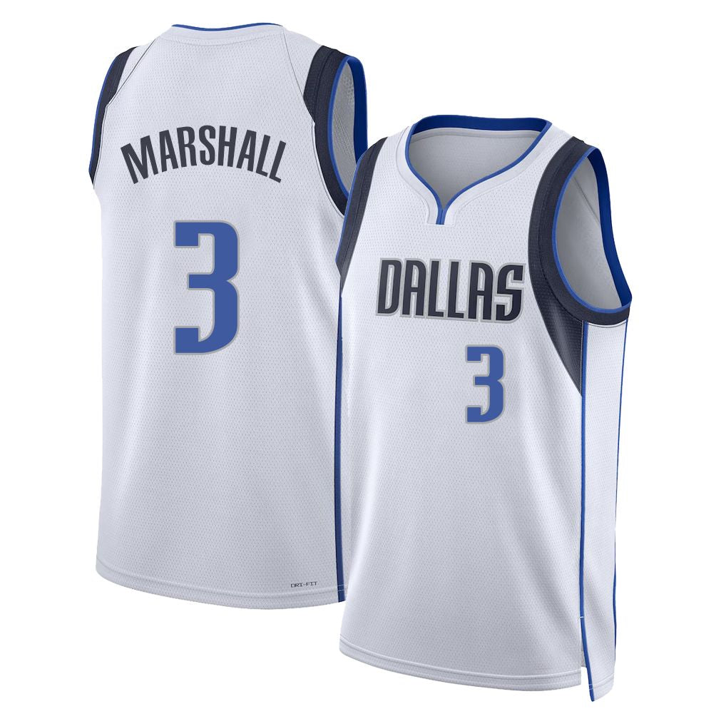 Dallas #3 Marshall Player Basketball Sleeveless White Jersey Naji For Adult Youth