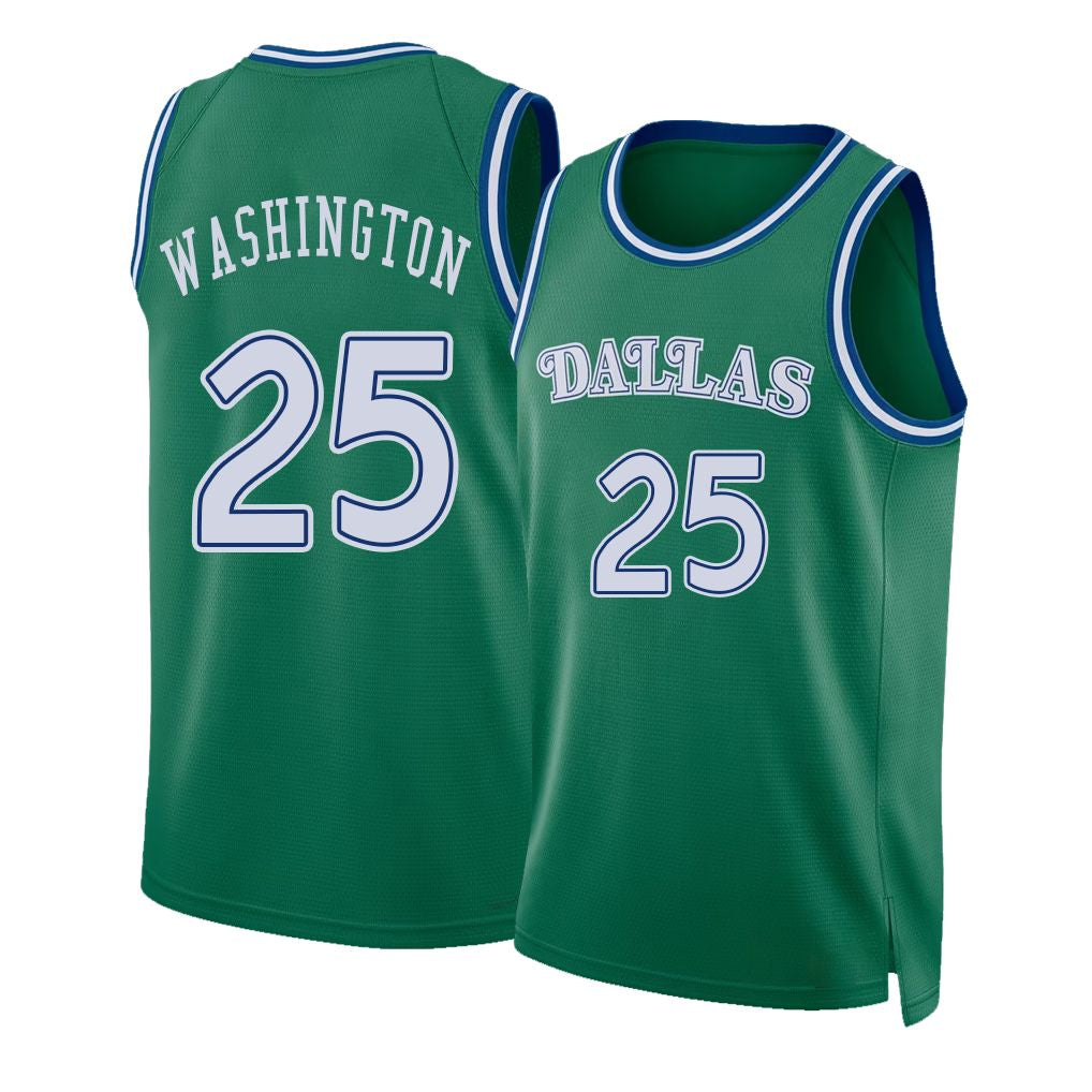 Dallas #25 Washington Player Basketball Sleeveless Green Jersey P.J For Adult Youth