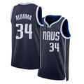 Dallas #34 Aldama Player Basketball Sleeveless Navy Jersey Santi For Adult Youth