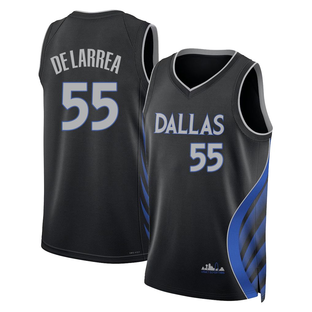Dallas #55 De Larrea Player Basketball Sleeveless Black Jersey Sergio For Adult Youth