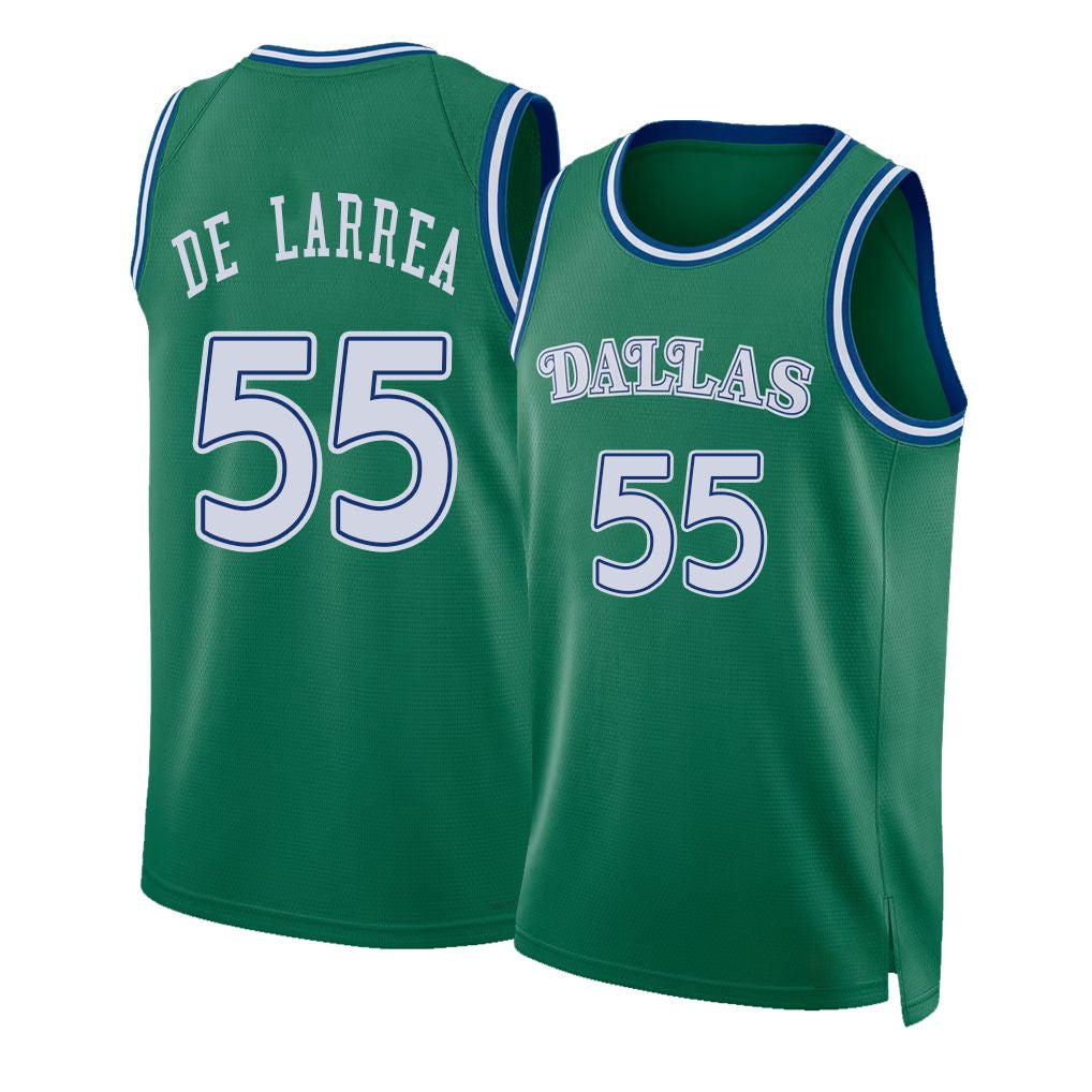 Dallas #55 De Larrea Player Basketball Sleeveless Green Jersey Sergio For Adult Youth