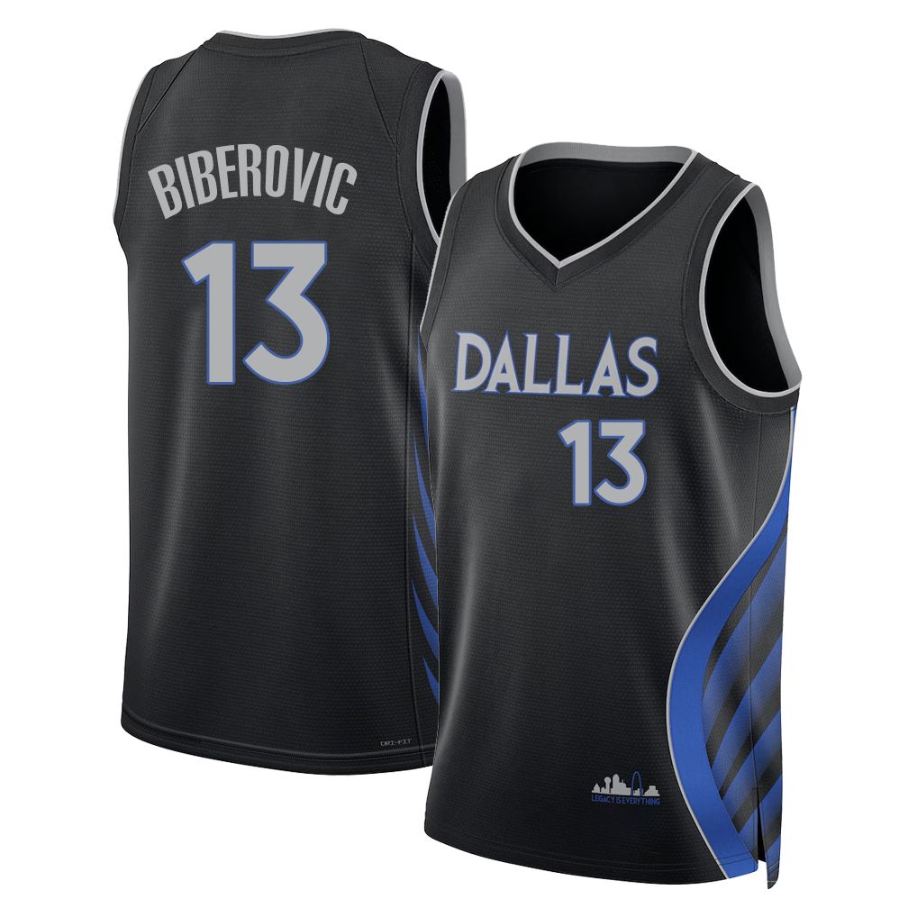 Dallas #13 Biberovic Player Basketball Sleeveless Black Jersey Tarik For Adult Youth