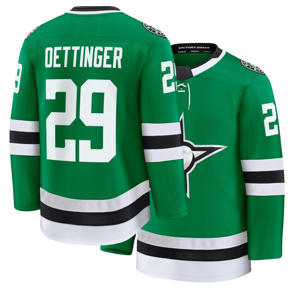 Mens Dallas #29 Oettinger Player Ice hockey Long Sleeve Green Jake Jersey