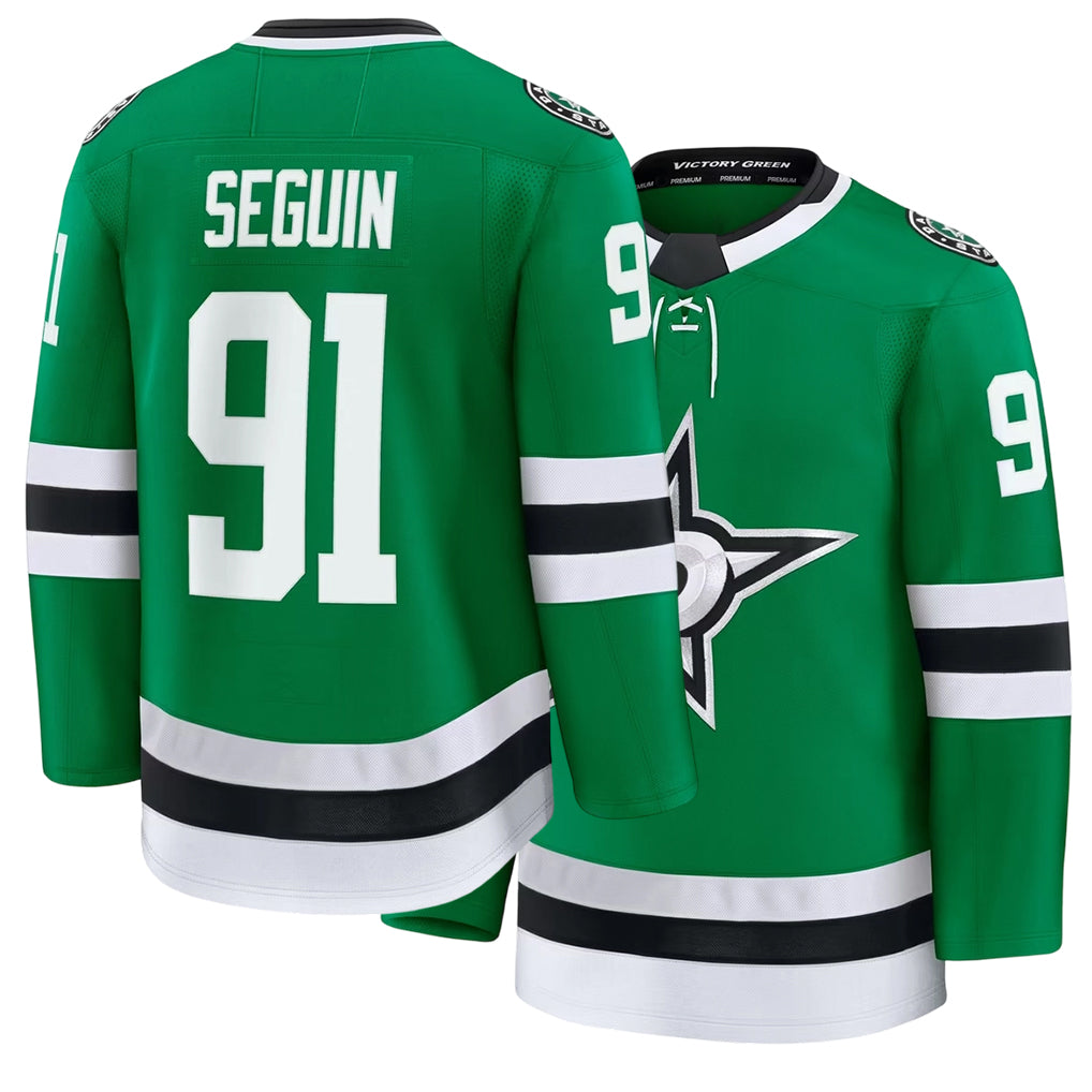 Mens Dallas #91 Seguin Player Ice hockey Long Sleeve Green Tyler Jersey