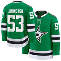 Mens Dallas #53 Johnston Player Ice hockey Long Sleeve Green Wyatt Jersey