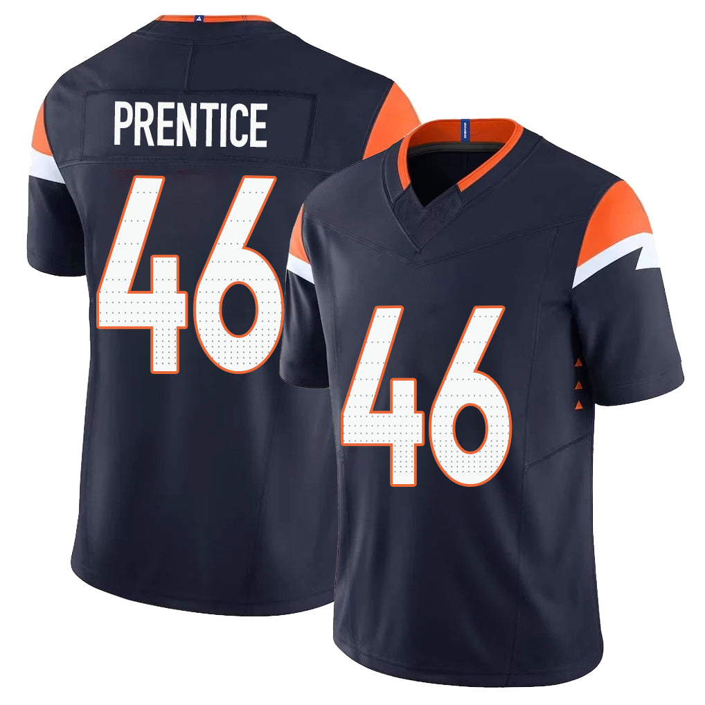 Denver #46 Prentice Player Football V Neck Short Sleeve Navy Jersey Adam For Men Youth Women Gift