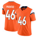 Denver #46 Prentice Player Football V Neck Short Sleeve Jersey Orange Adam For Men Youth Women Gift