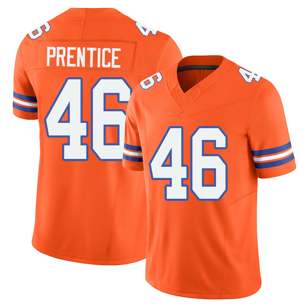 Denver #46 Prentice Player Football V Neck Short Sleeve Orange Jersey Adam For Men Youth Women Gift