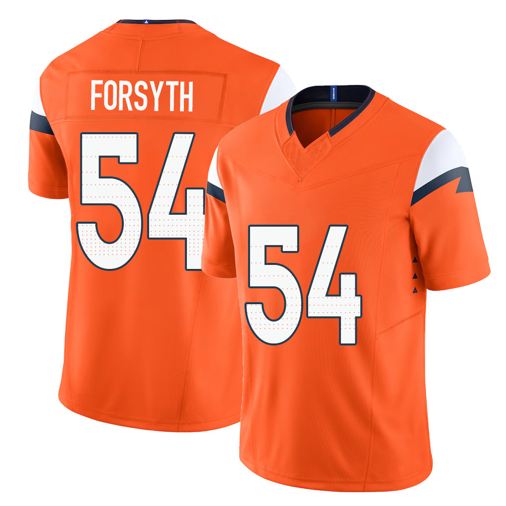 Denver #54 Forsyth Player Football V Neck Short Sleeve Jersey Orange Alex For Men Youth Women Gift