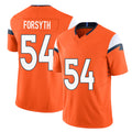 Denver #54 Forsyth Player Football V Neck Short Sleeve Jersey Orange Alex For Men Youth Women Gift