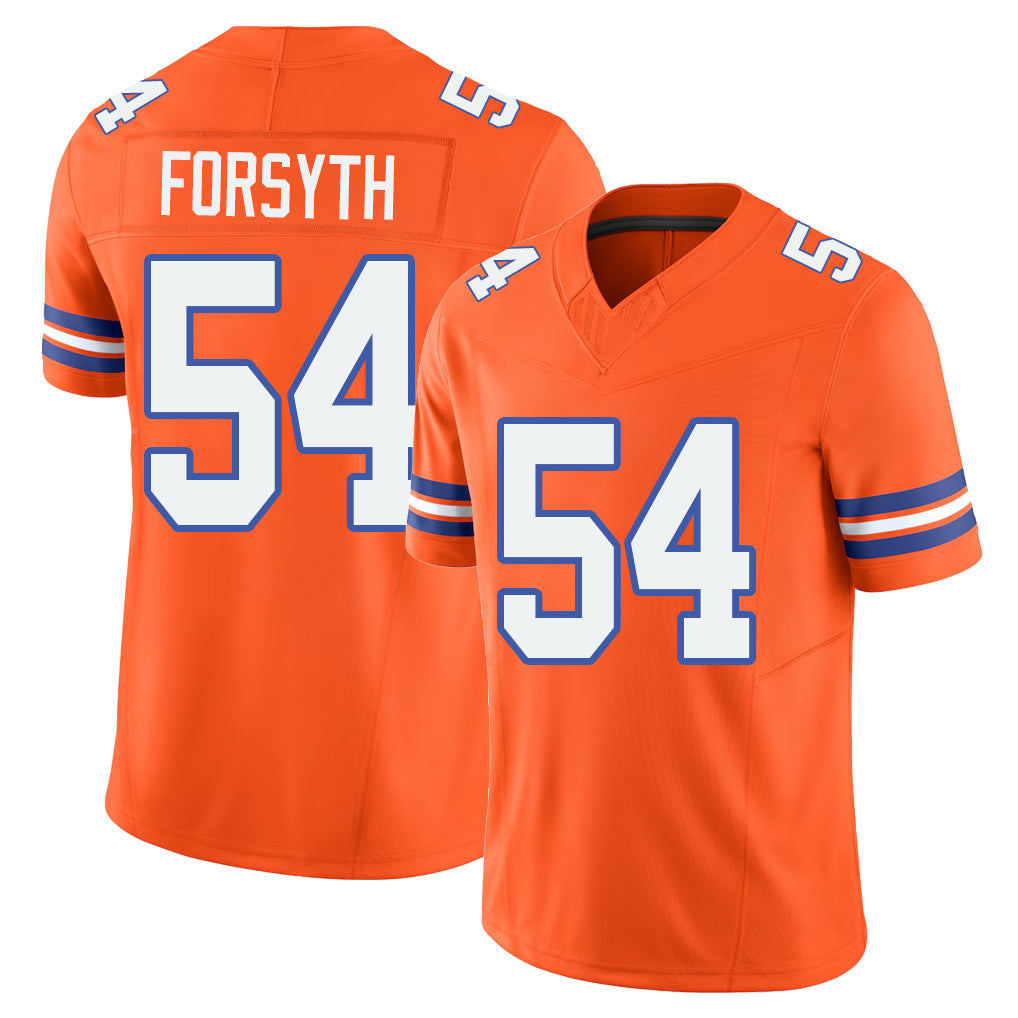 Denver #54 Forsyth Player Football V Neck Short Sleeve Orange Jersey Alex For Men Youth Women Gift