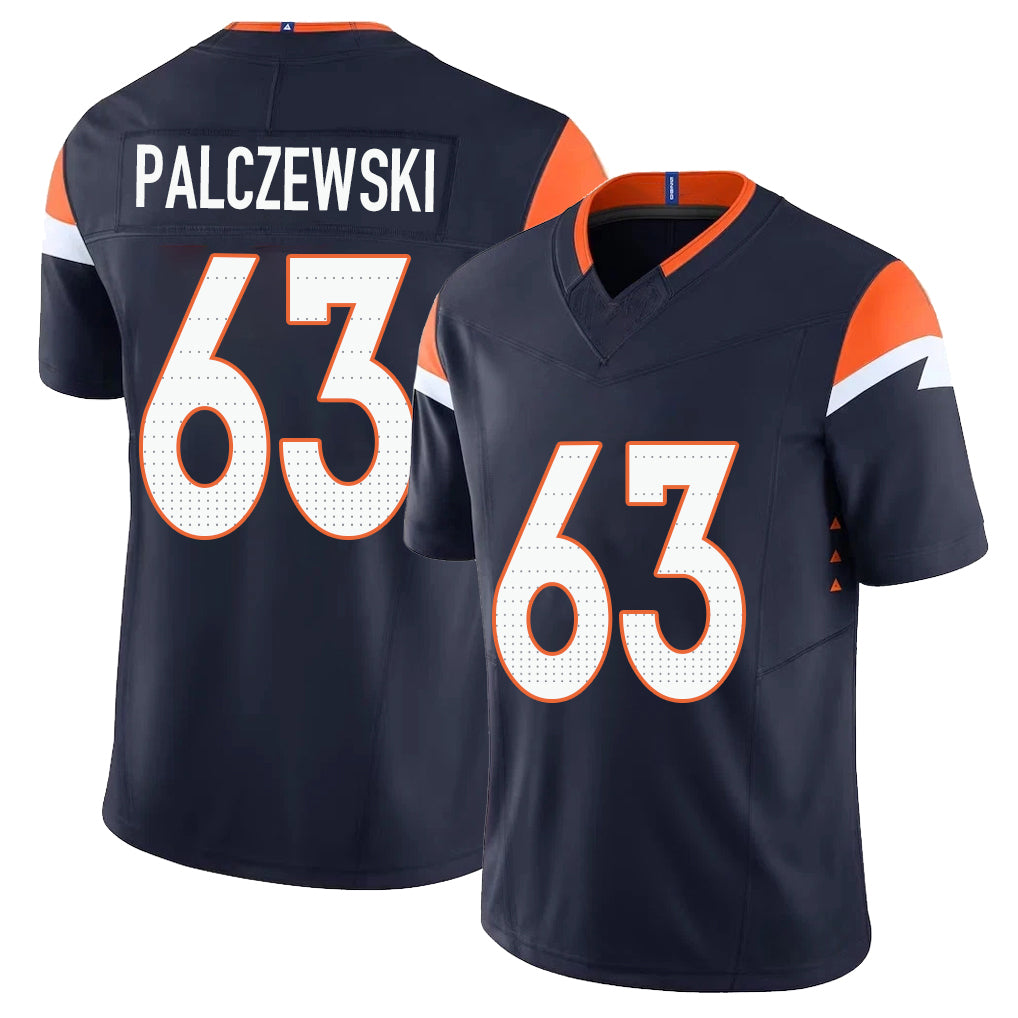 Denver #63 Palczewski Player Football V Neck Short Sleeve Navy Jersey Alex For Men Youth Women Gift
