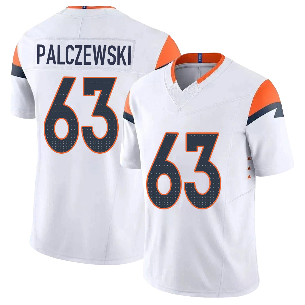 Denver #63 Palczewski Player Football V Neck Short Sleeve White Jersey Alex For Men Youth Women Gift