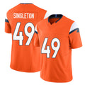 Denver #49 Singleton Player Football V Neck Short Sleeve Jersey Orange Alex For Men Youth Women Gift