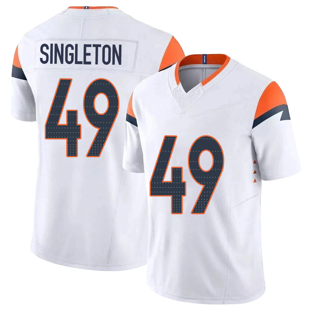 Denver #49 Singleton Player Football V Neck Short Sleeve White Jersey Alex For Men Youth Women Gift