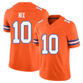 Denver #10 Nix Player Football V Neck Short Sleeve Orange Jersey Bo For Men Youth Women Gift