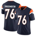 Denver #76 Throckmorton Player Football V Neck Short Sleeve Navy Jersey Calvin For Men Youth Women Gift