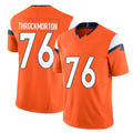 Denver #76 Throckmorton Player Football V Neck Short Sleeve Jersey Orange Calvin For Men Youth Women Gift
