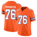 Denver #76 Throckmorton Player Football V Neck Short Sleeve Orange Jersey Calvin For Men Youth Women Gift