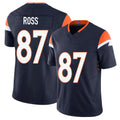 Denver #87 Ross Player Football V Neck Short Sleeve Navy Jersey Cameron For Men Youth Women Gift