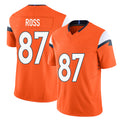 Denver #87 Ross Player Football V Neck Short Sleeve Jersey Orange Cameron For Men Youth Women Gift