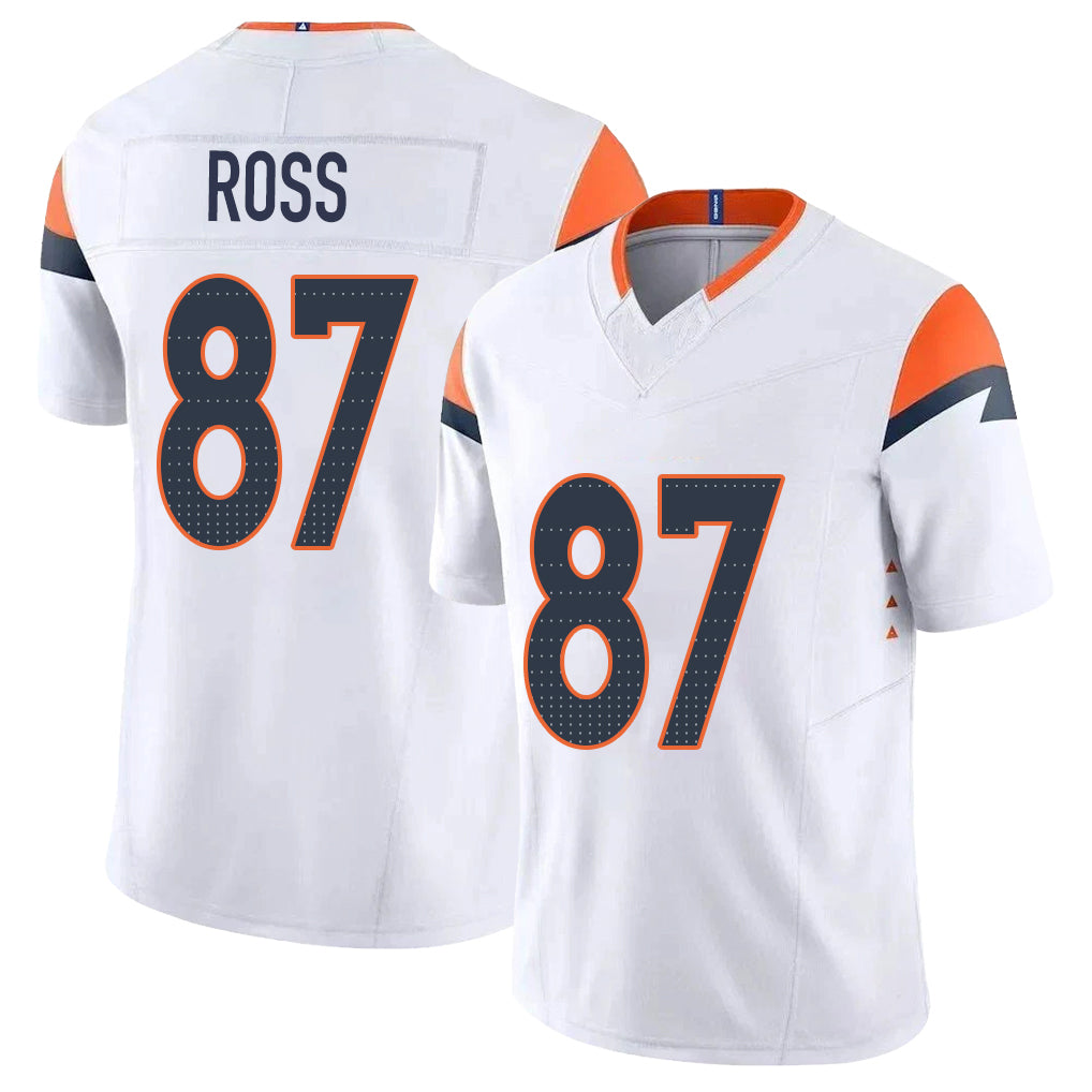 Denver #87 Ross Player Football V Neck Short Sleeve White Jersey Cameron For Men Youth Women Gift