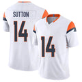 Denver #14 Sutton Player Football V Neck Short Sleeve White Jersey Courtland For Men Youth Women Gift