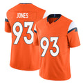 Denver #93 Jones Player Football V Neck Short Sleeve Jersey Orange D.J. For Men Youth Women Gift