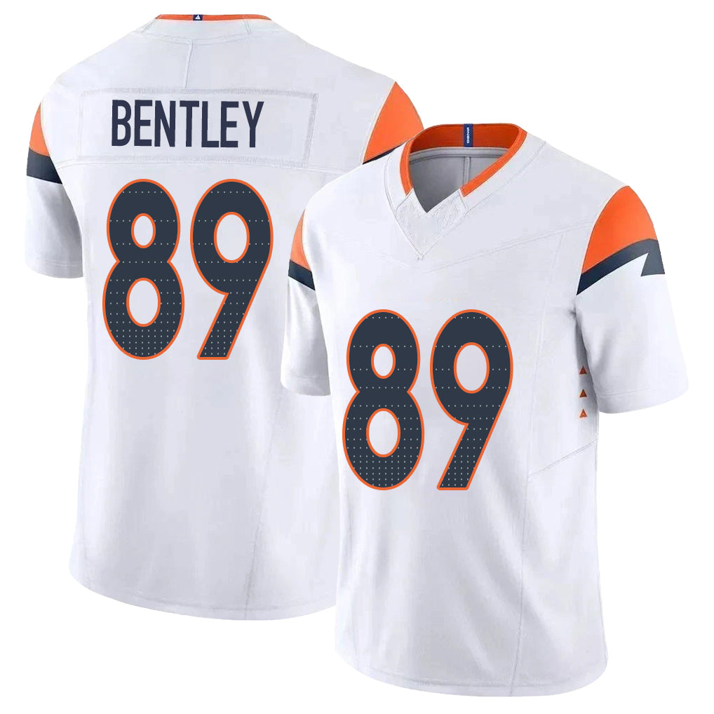 Denver #89 Bentley Player Football V Neck Short Sleeve White Jersey Dallen For Men Youth Women Gift