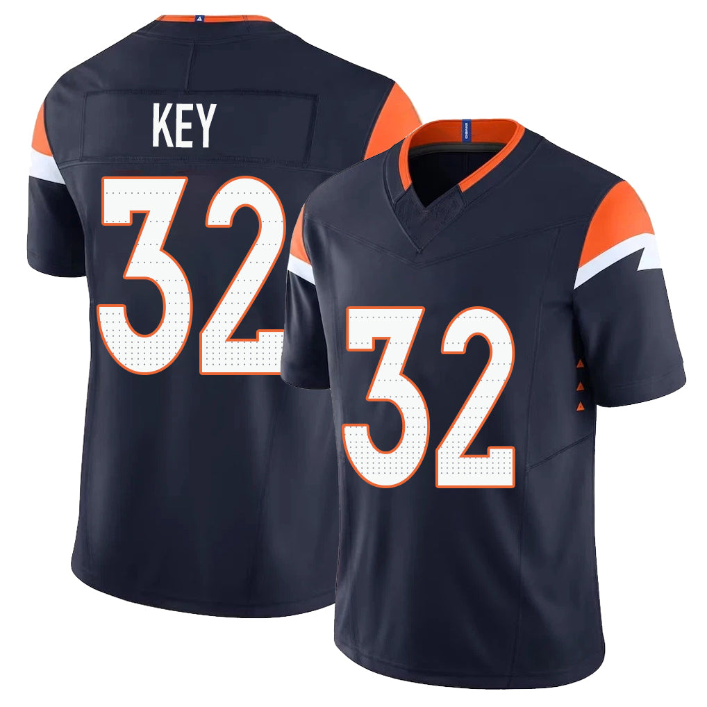 Denver #32 Key Player Football V Neck Short Sleeve Navy Jersey Dane For Men Youth Women Gift