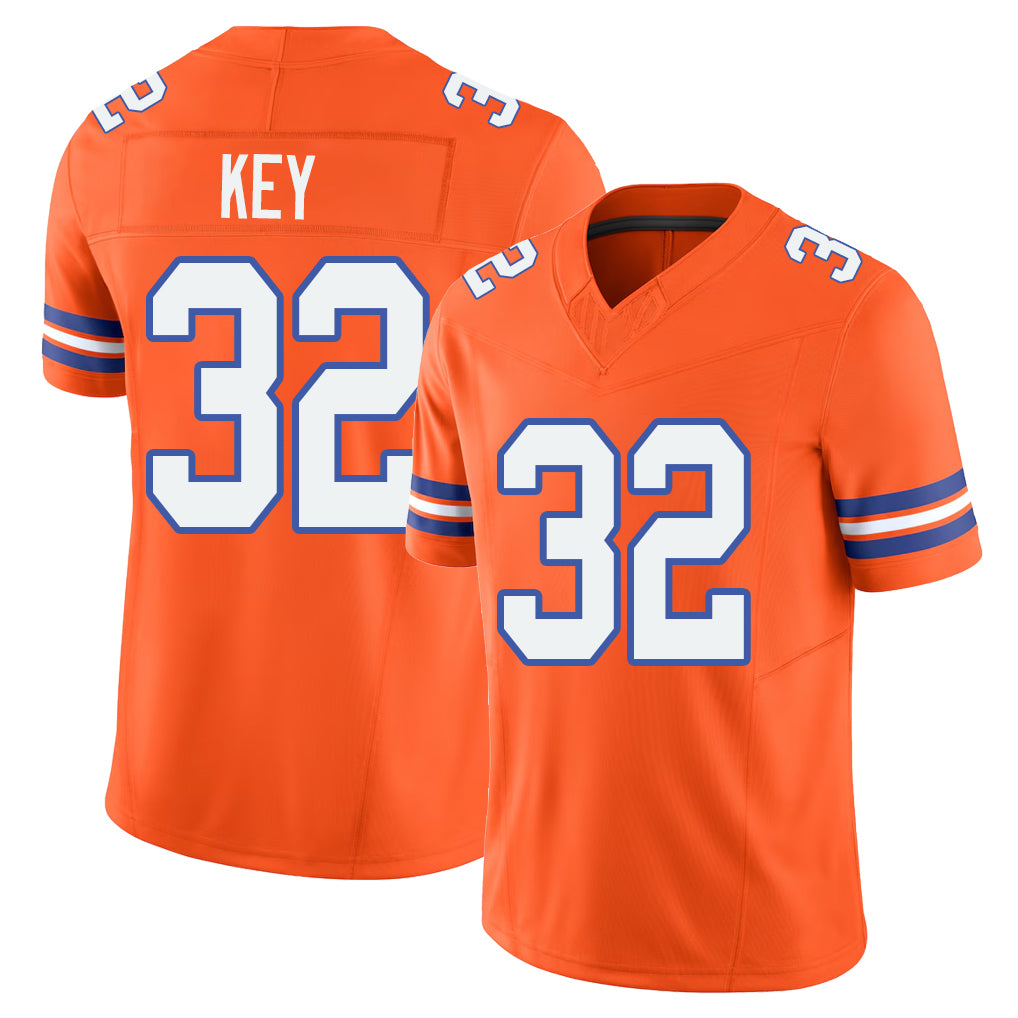Denver #32 Key Player Football V Neck Short Sleeve Orange Jersey Dane For Men Youth Women Gift