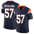 Denver #57 McCullough Player Football V Neck Short Sleeve Navy Jersey Dasan For Men Youth Women Gift